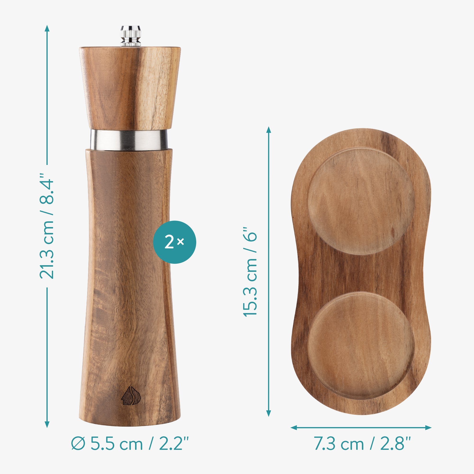 Navaris Gewürzmühle Salz und Pfeffer Mühle Set - Gewürzmühle Grinder Streuer für Gewürze