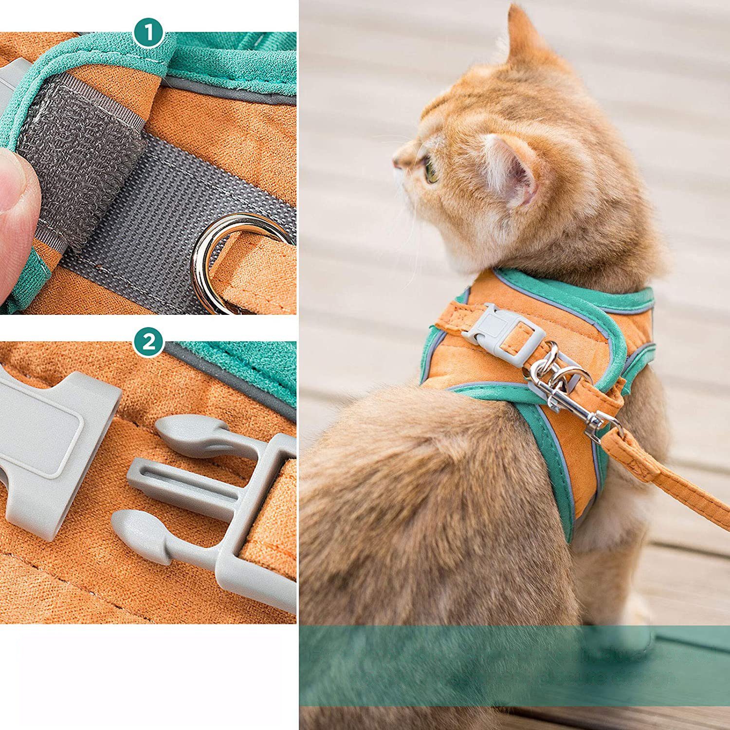 EBUY Führleine Verstellbares Geschirr für kleine Katzen, Kunstleder (1-tlg)
