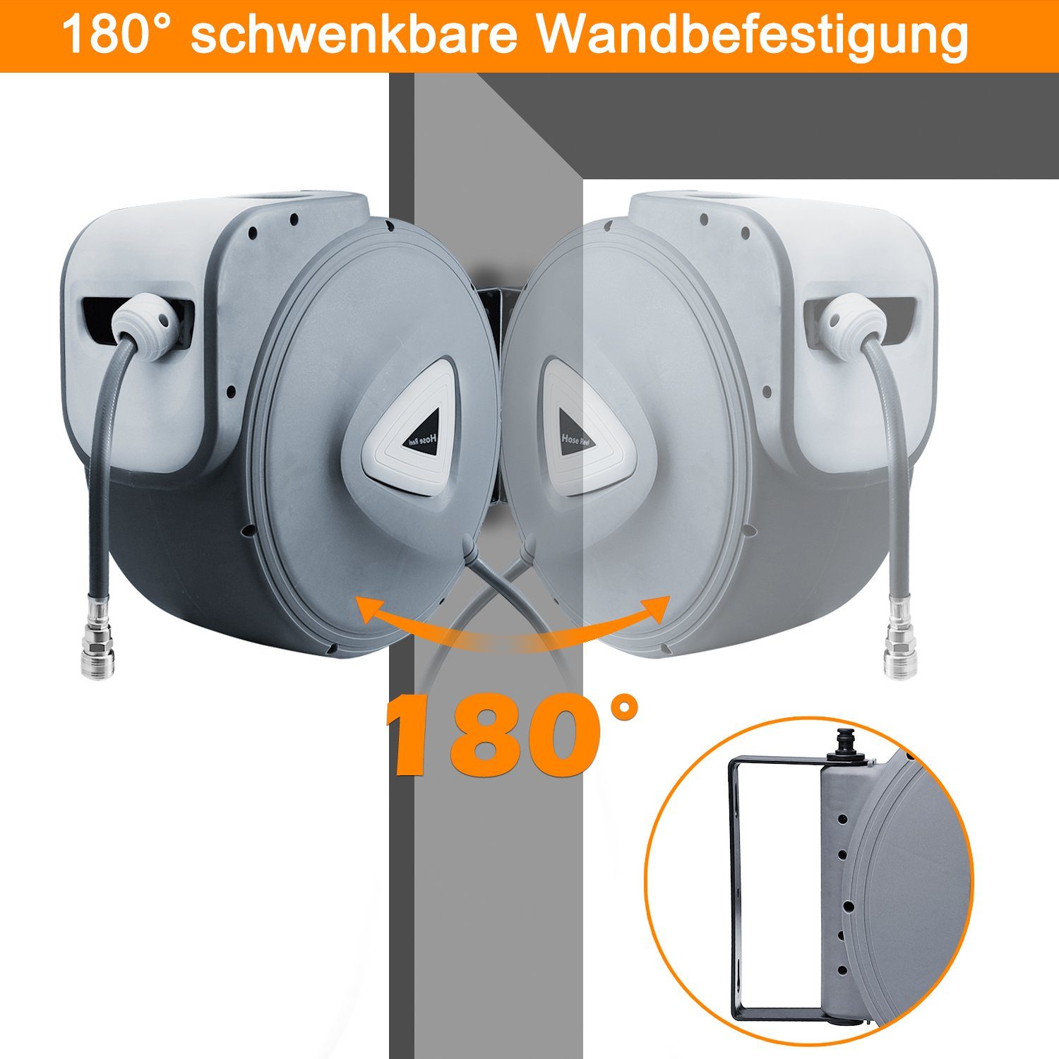 Clanmacy Hochdruckschlauch 30m Druckluftschlauch Aufroller Schlauchaufroller Schlauchtrommel 1/4