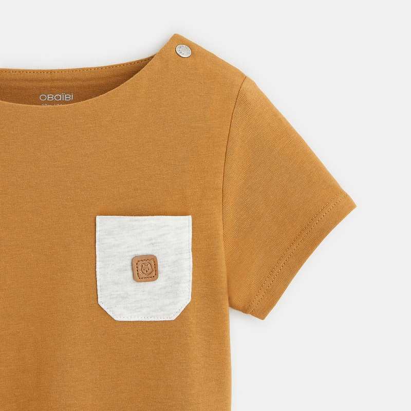 T-shirt jersey poche poitrine (lot de 3) jaune bébé garçon