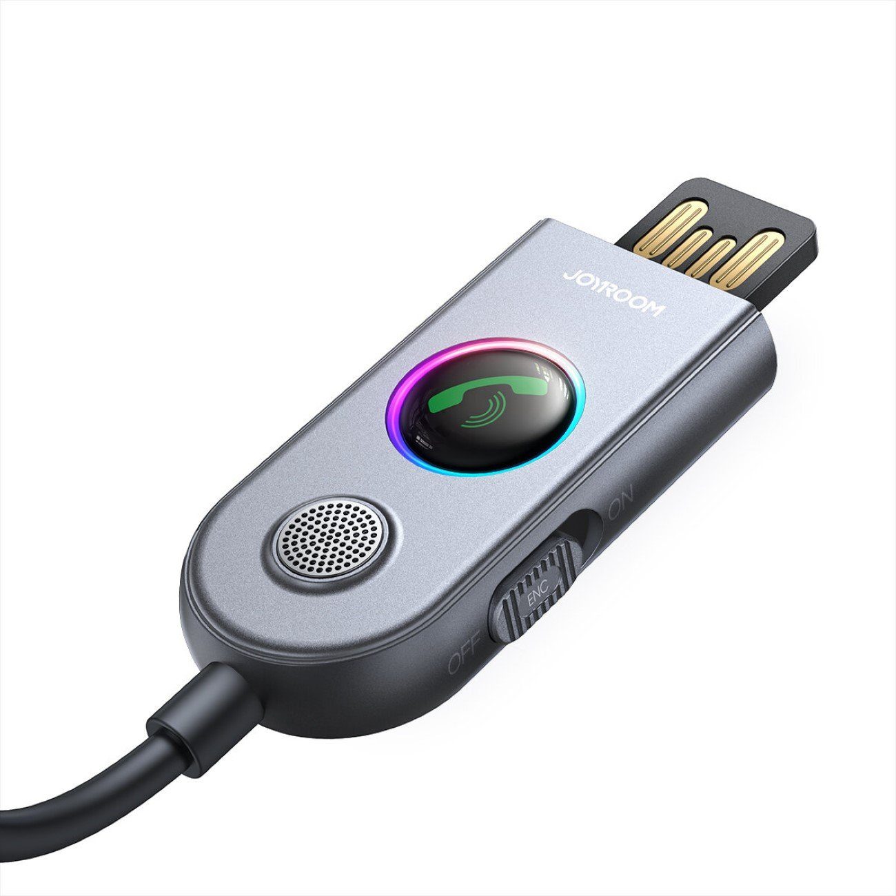 JOYROOM Kabelloser Autoempfänger Bluetooth Technologie – Grau 100 cm mit LED Stereoanlage