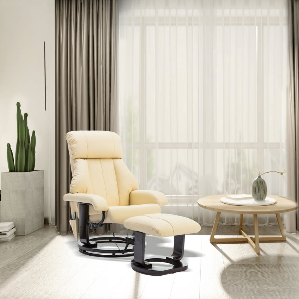 Happy Home Massagesessel mit Fußhocker & Heizfunktion beige