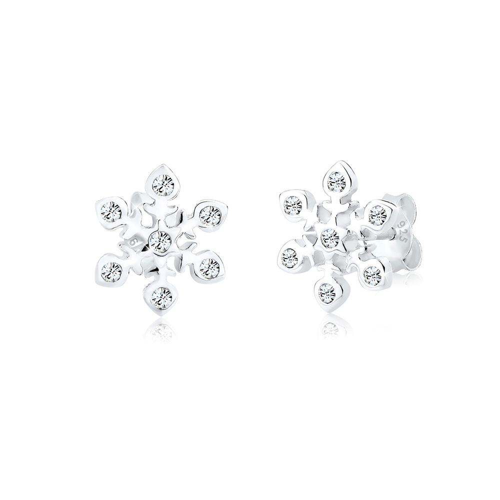 Elli Elli Boucles d'Oreilles Schneeflocke Weihnachten Kristalle Silber Boucles d'oreilles