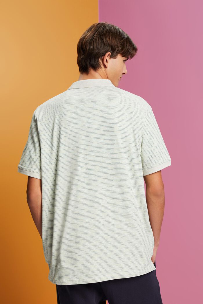 Meliertes Poloshirt mit feinen Streifen