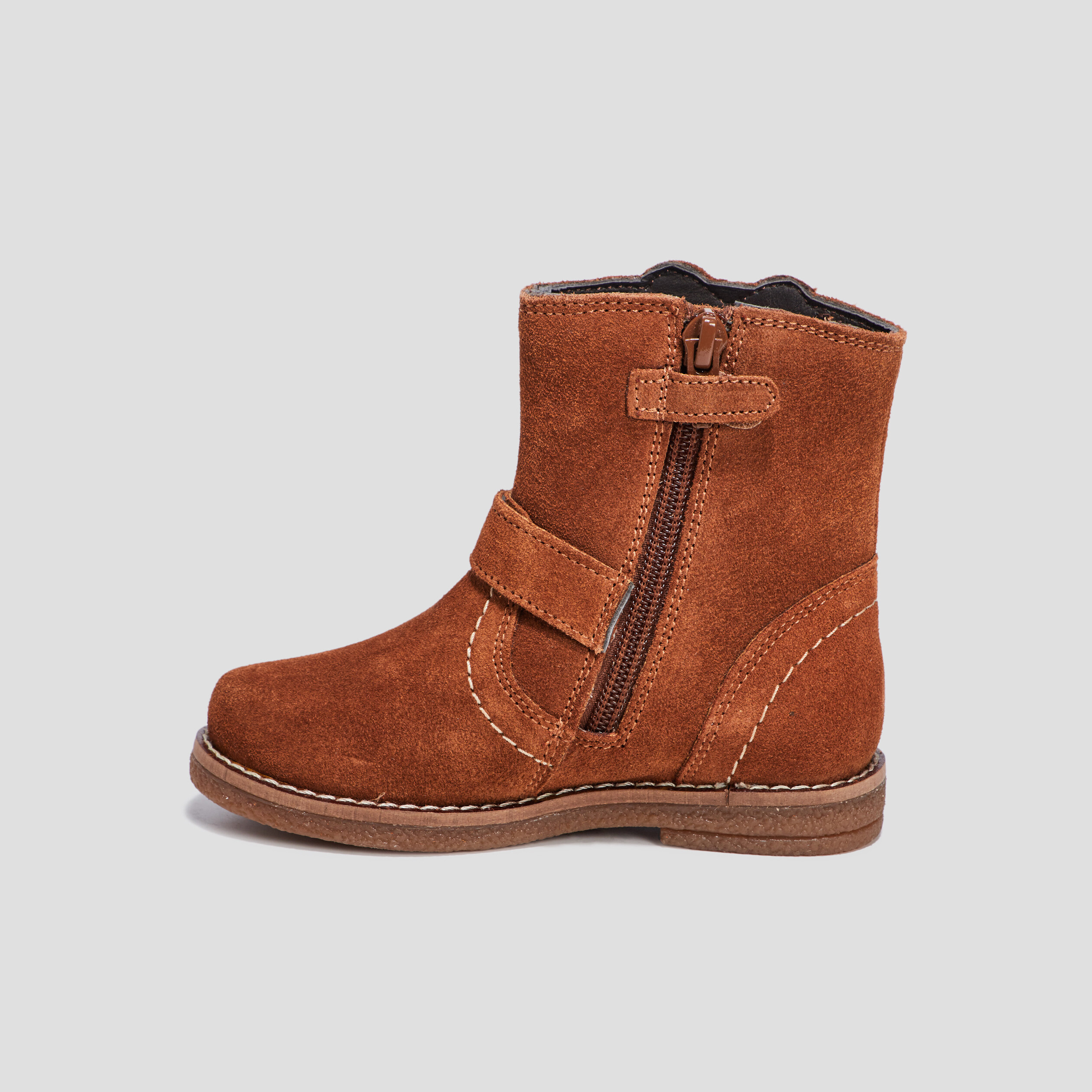 Bottes en cuir empiècement coeur camel fille | La Halle
