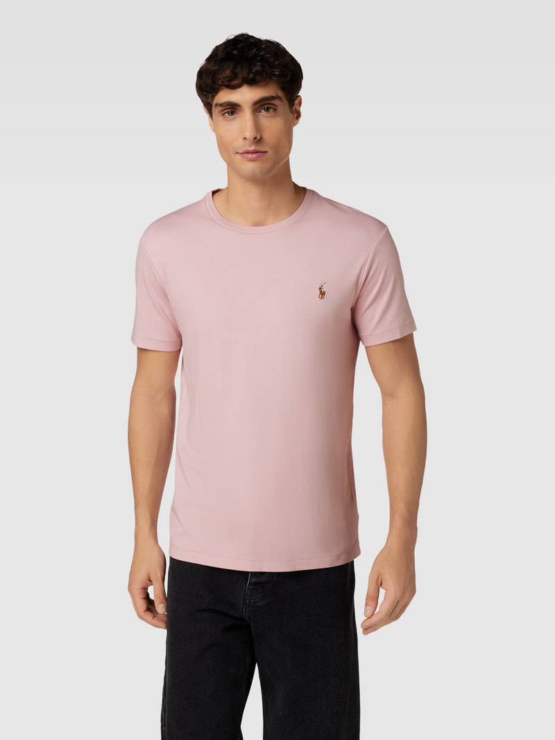 T-Shirt mit Streifenmuster Modell 'PIMA' in rosa