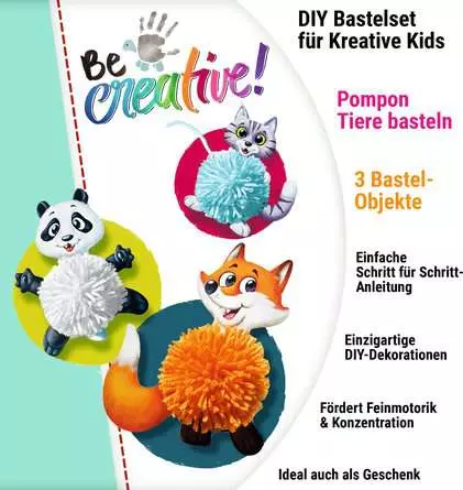 Pompon-Tiere - Bastelset für Kinder ab 6 Jahren