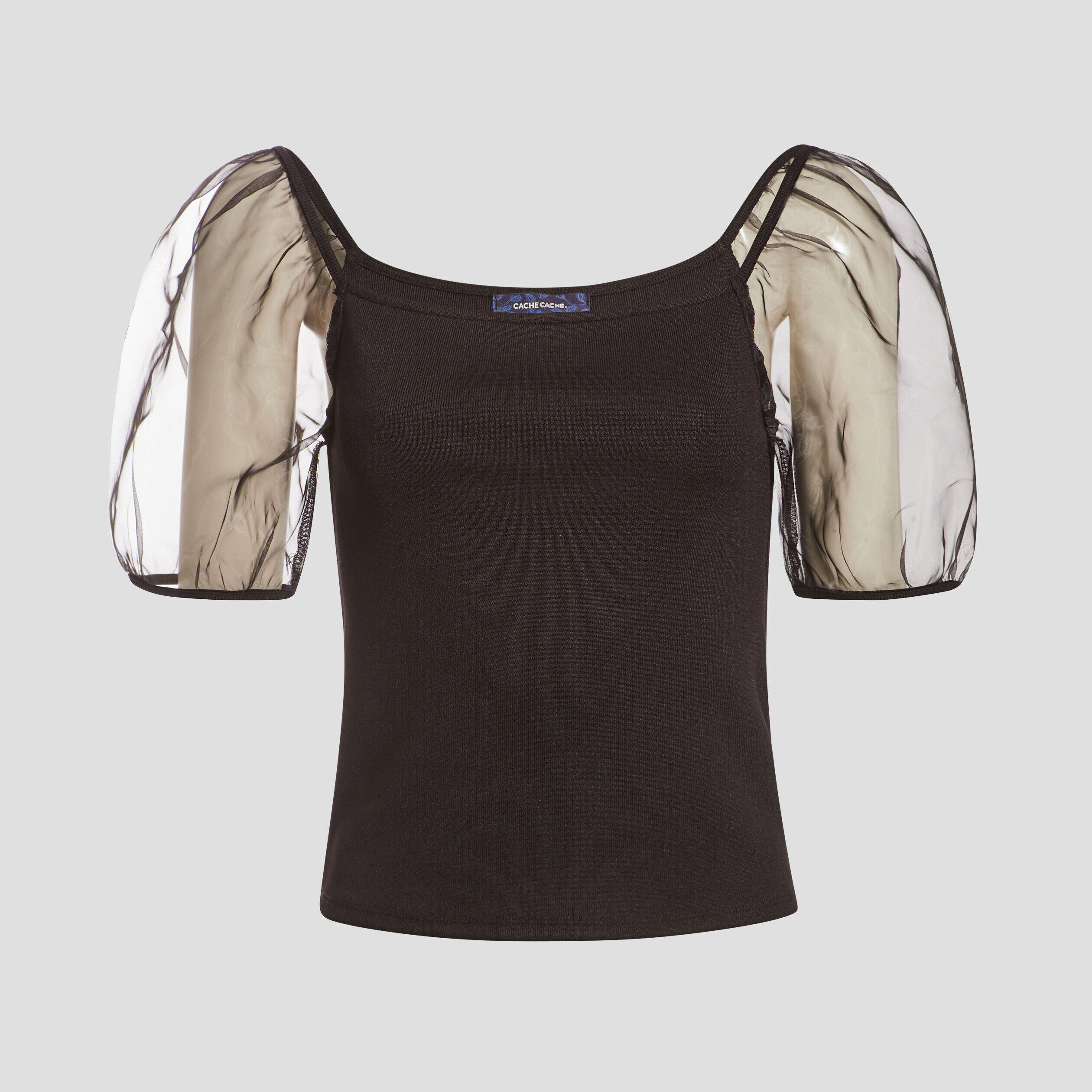 T-shirt manches courtes noir femme | Cache Cache