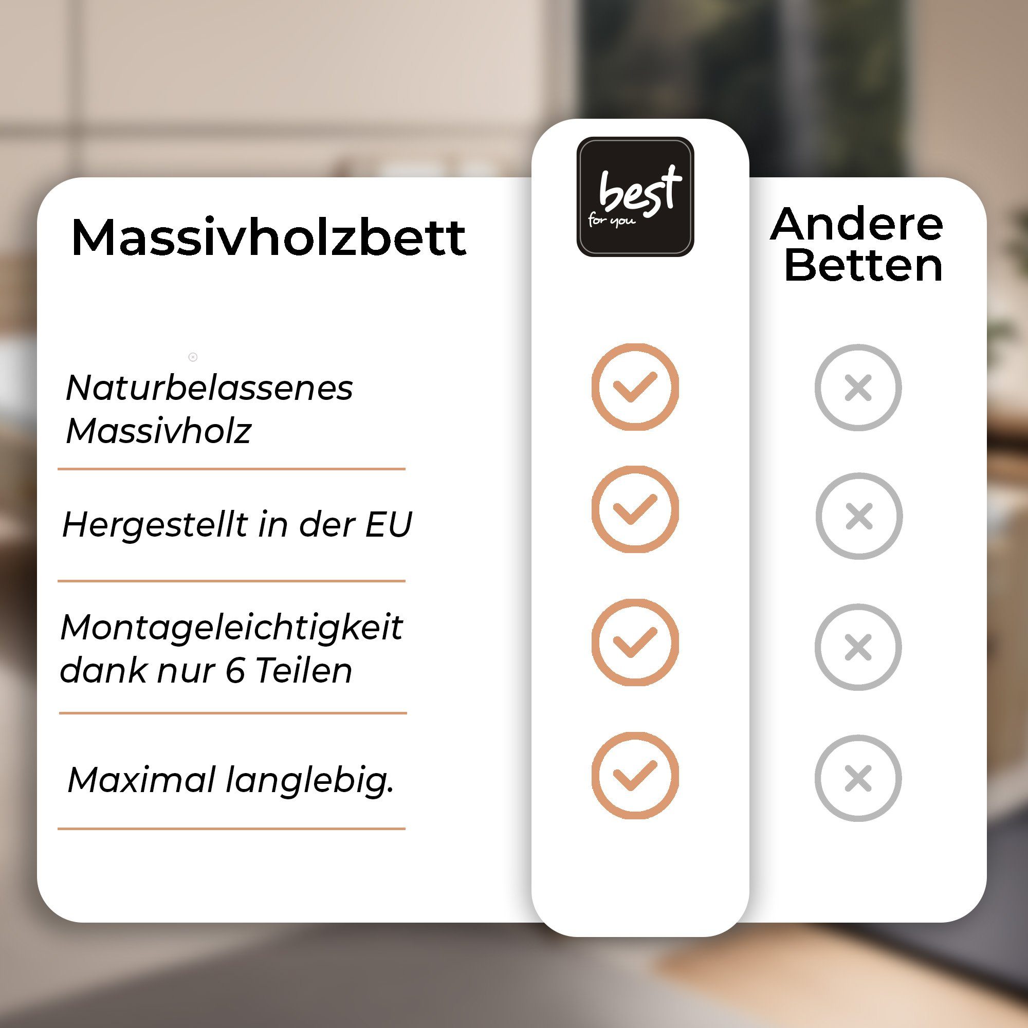 Best for You Massivholzbett, Ohne Matratze