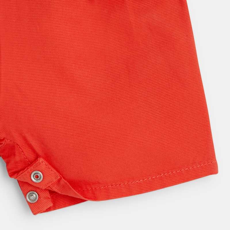 Salopette short coton fantaisie rouge bébé fille