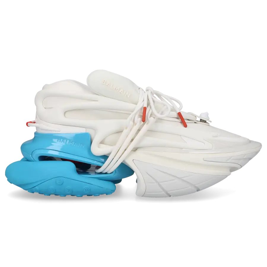 Balmain - Sneaker low UNICORN Kalbsleder Neopren - weiß