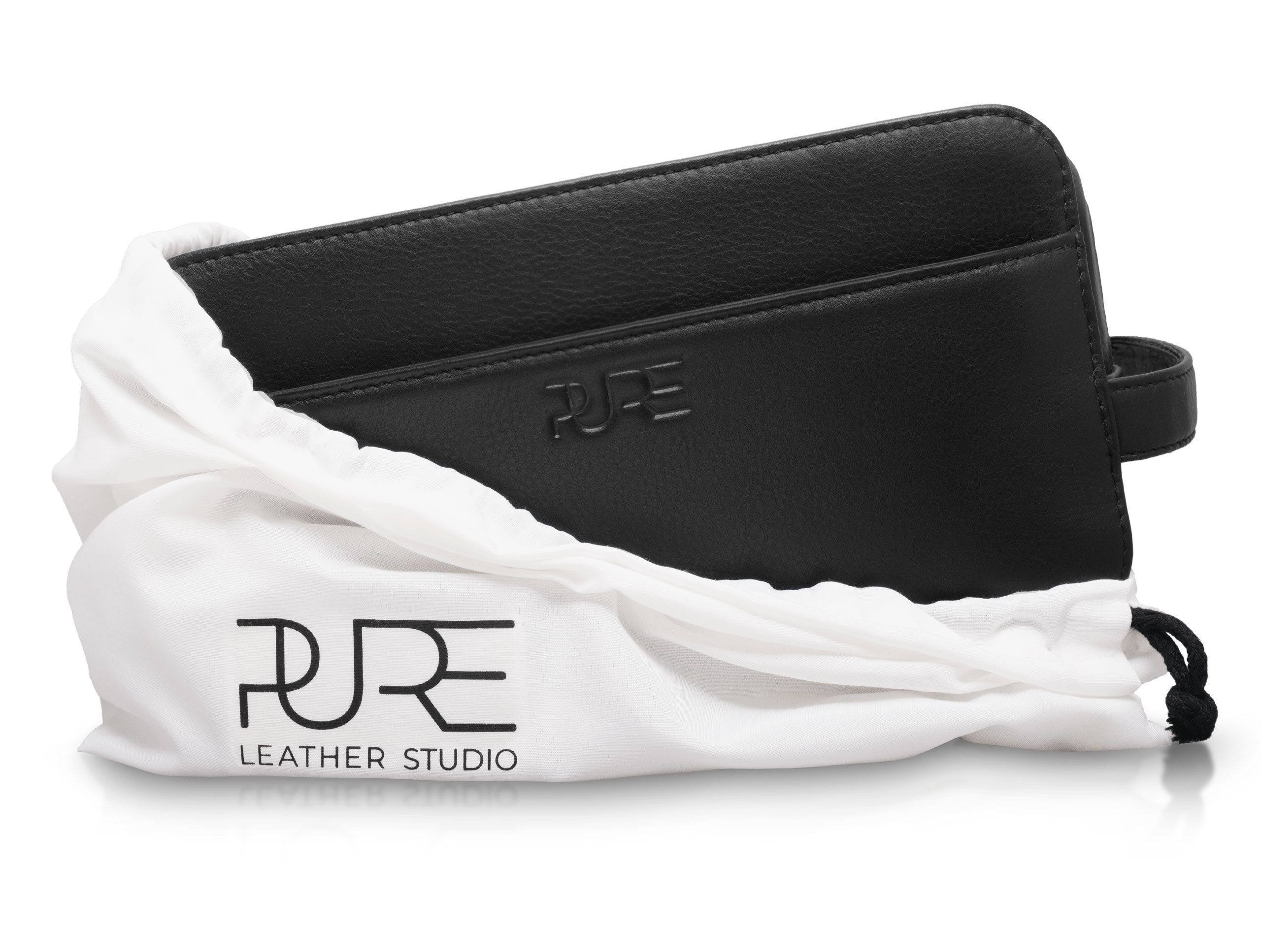 PURE Leather Studio Kulturbeutel Atlas, Handgefertigte Kulturtasche aus Rindsleder Waschtasche zum Reisen
