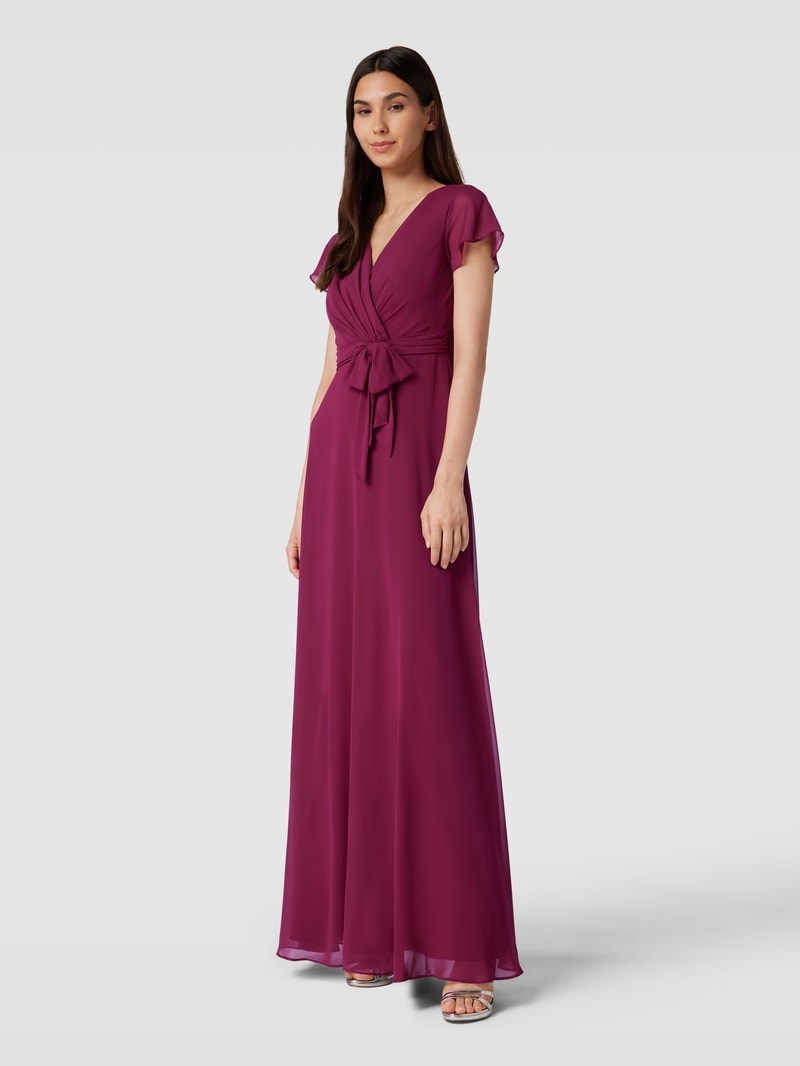 Abendkleid in Wickel-Optik in kirschrot
