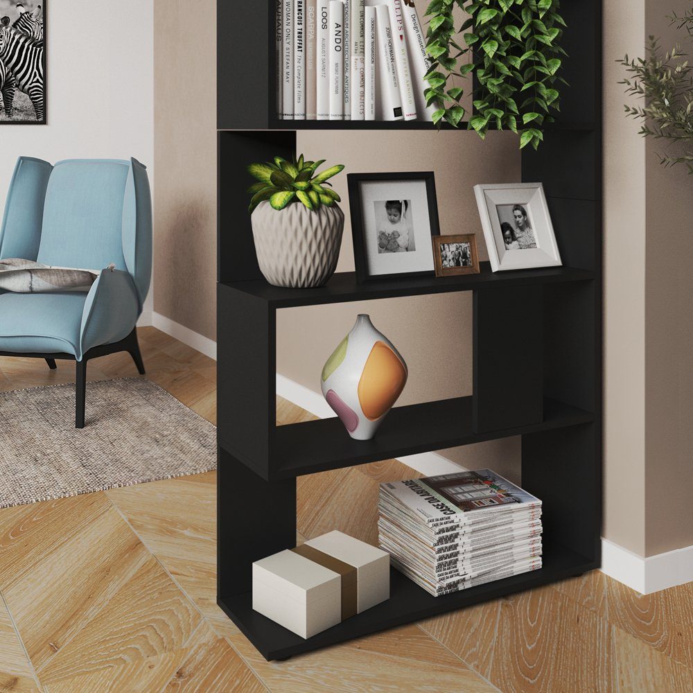 Vicco Raumteiler Standregal Bücherregal groß 5 Fächer Schwarz