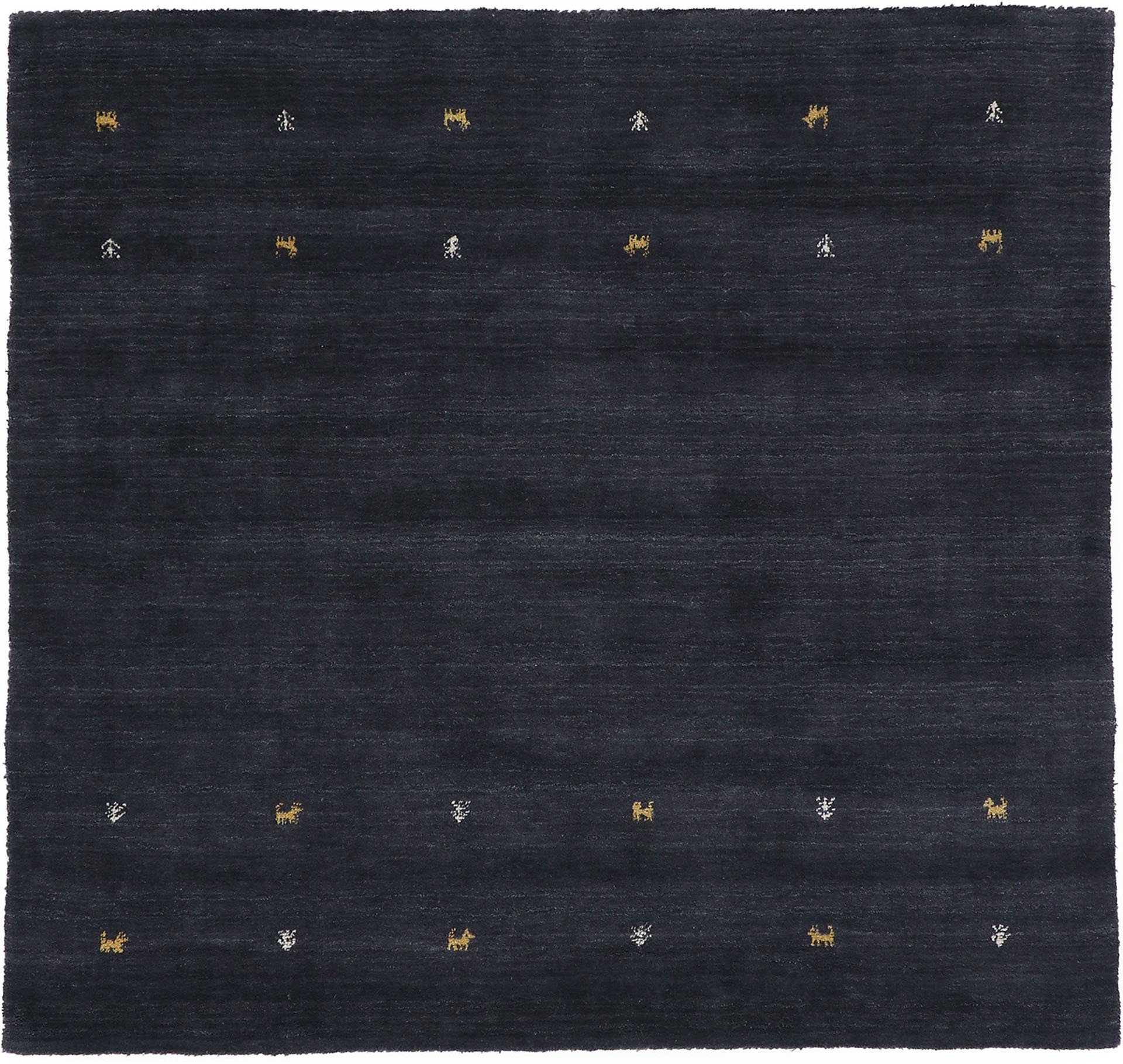 Wollteppich Gabbeh-Uni, carpetfine, quadratisch, Höhe: 15 mm, reine Wolle, handgewebt, Gabbeh Loom Tiermotiv, Sonderform Quadrat