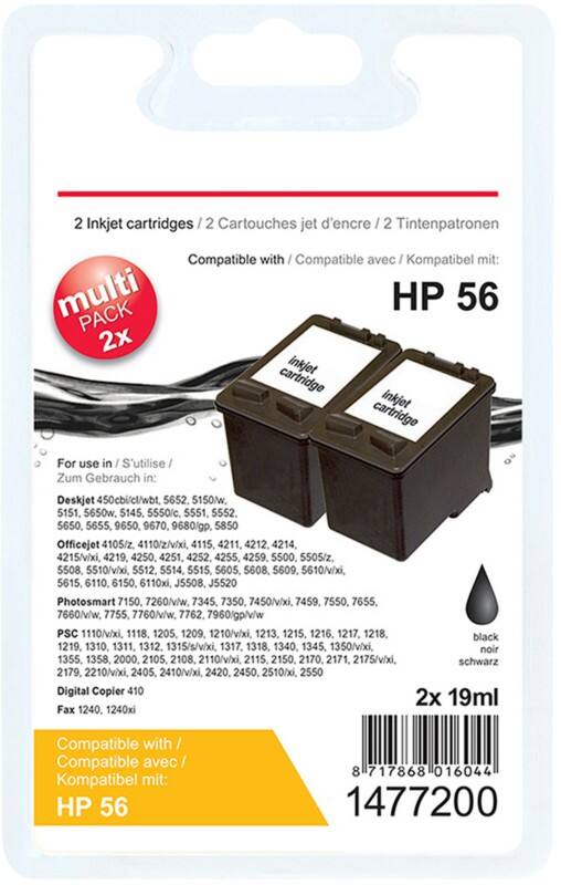 Viking 56 Kompatibel HP Tintenpatrone C9502AE Schwarz Duopack 2 Stück
