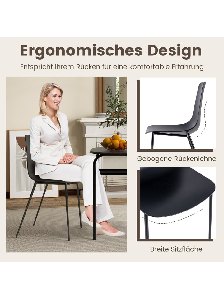 COSTWAY Esszimmerstühle 4er Set in Schwarz günstig kaufen onesize