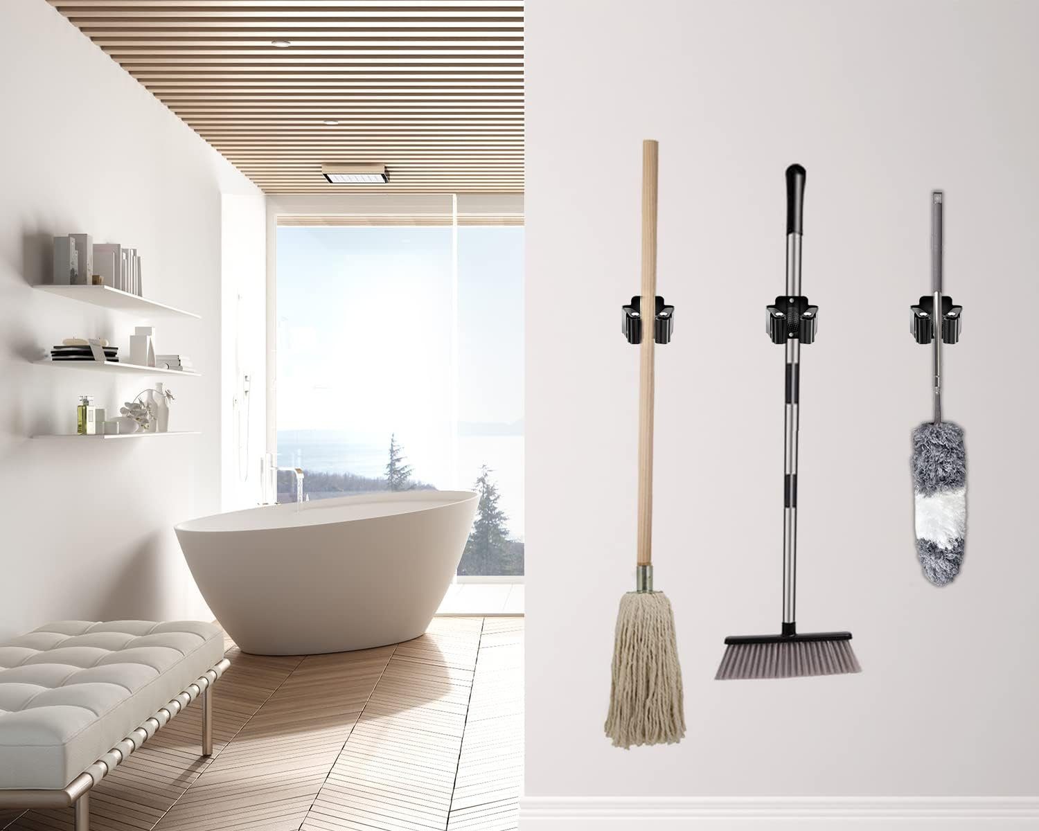 Runxizhou Wandhaken 10 Stück Gerätehalter Set, Besenhalterung Wand Gartengerätehalter