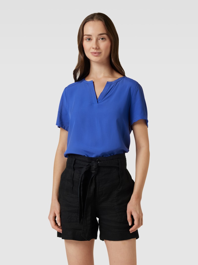 Blusenshirt mit V-Ausschnitt in royalblau