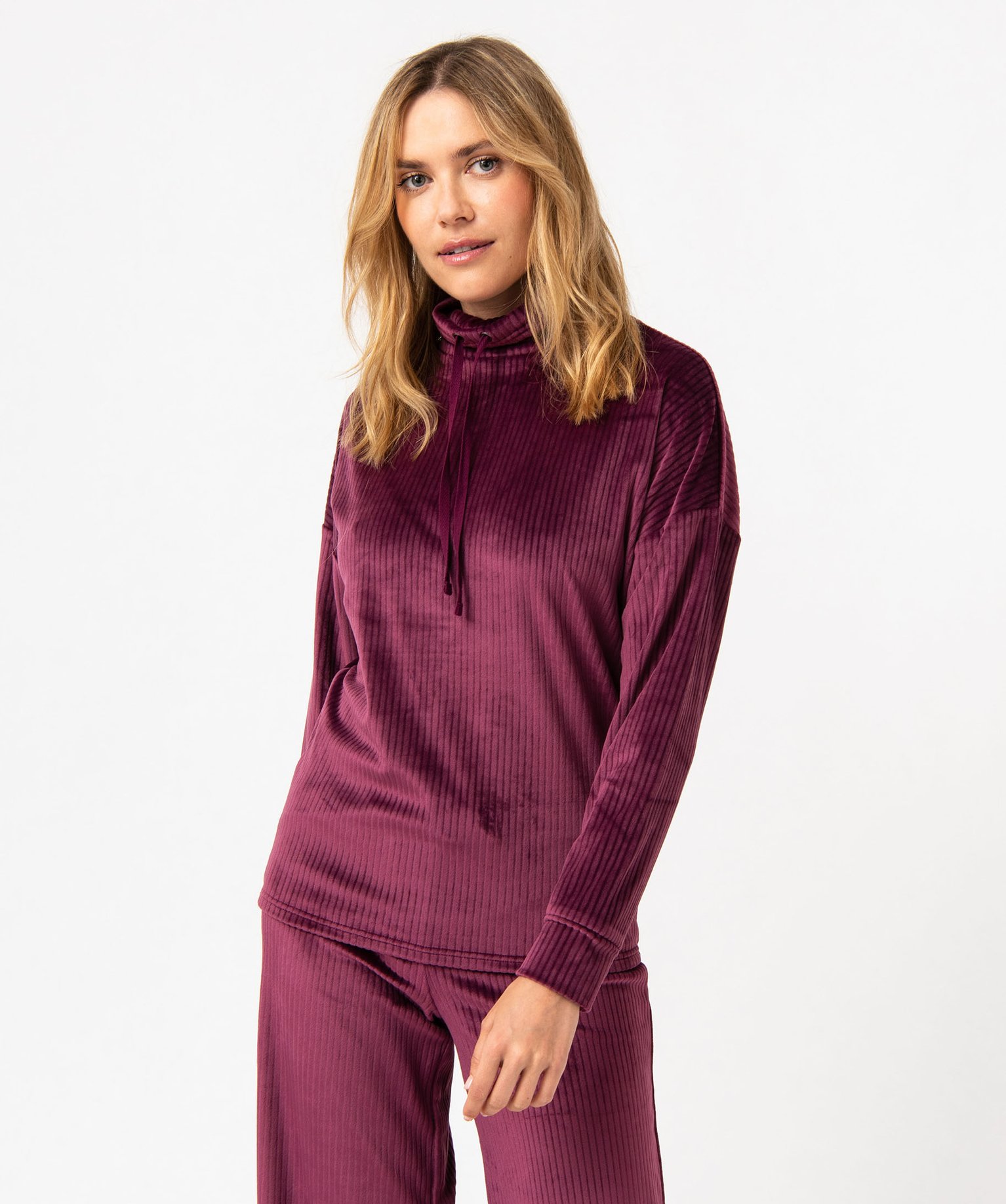 Haut de pyjama en velours ctelé femme violet | GEMO