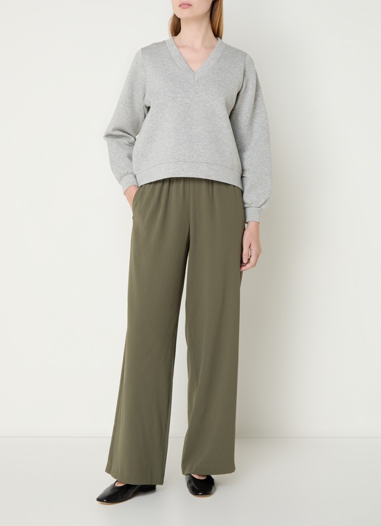Pantaloni Tinni da donna a vita alta e gamba larga con tasche laterali, modello Selected