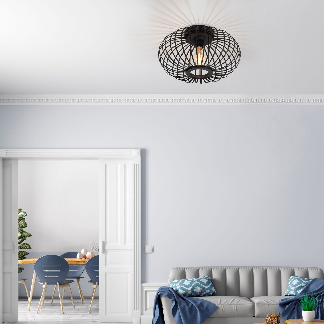 JUST LIGHT LeuchtenDirekt Deckenleuchte RACCOON,, 1xE27 max. 40 Watt exkl., Innenleuchte, IP20 Bambus