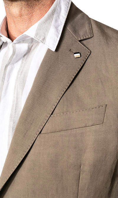 BOSS, Anzug Hanry-Perin, Slim Fit, Lyocell-Leinen ungefüttert, khaki