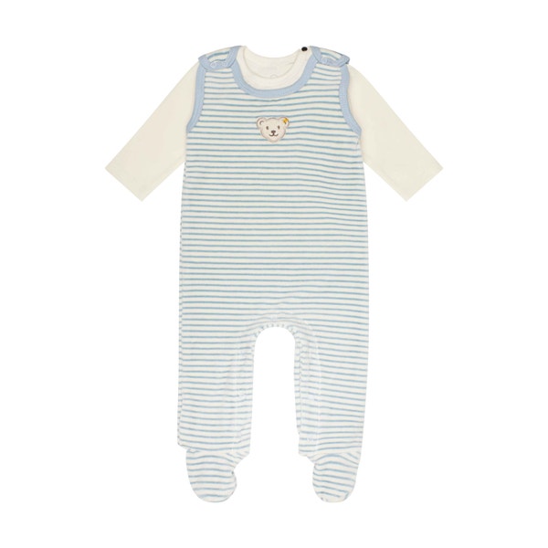 Set Strampler + T-Shirt langarm GOTS, hellblau