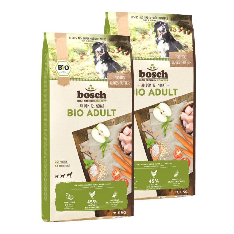 bosch Hundetrockenfutter bosch BIO Adult Hühnchen + Apfel 2x11,5 kg