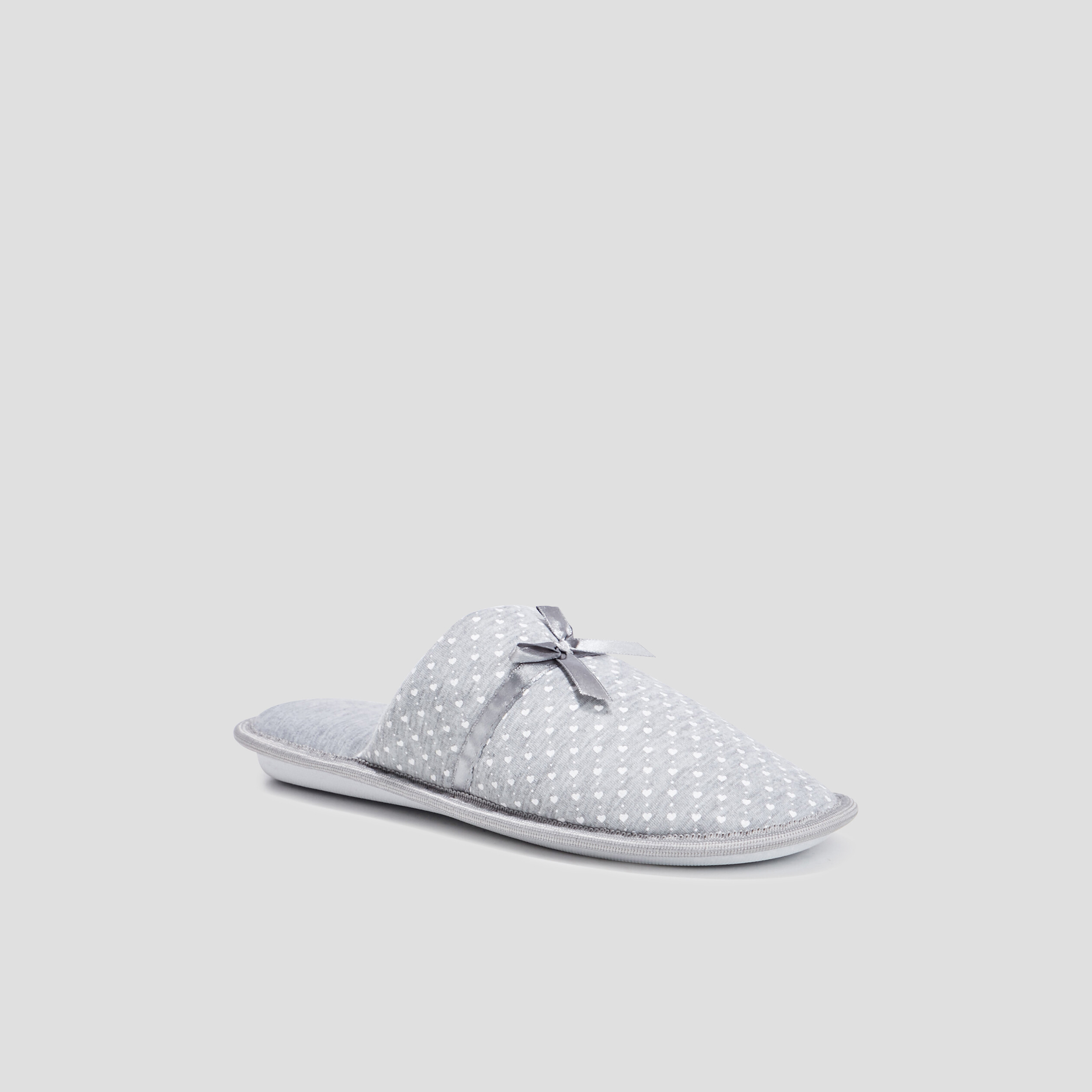 Chaussons mules petits coeurs gris femme | La Halle