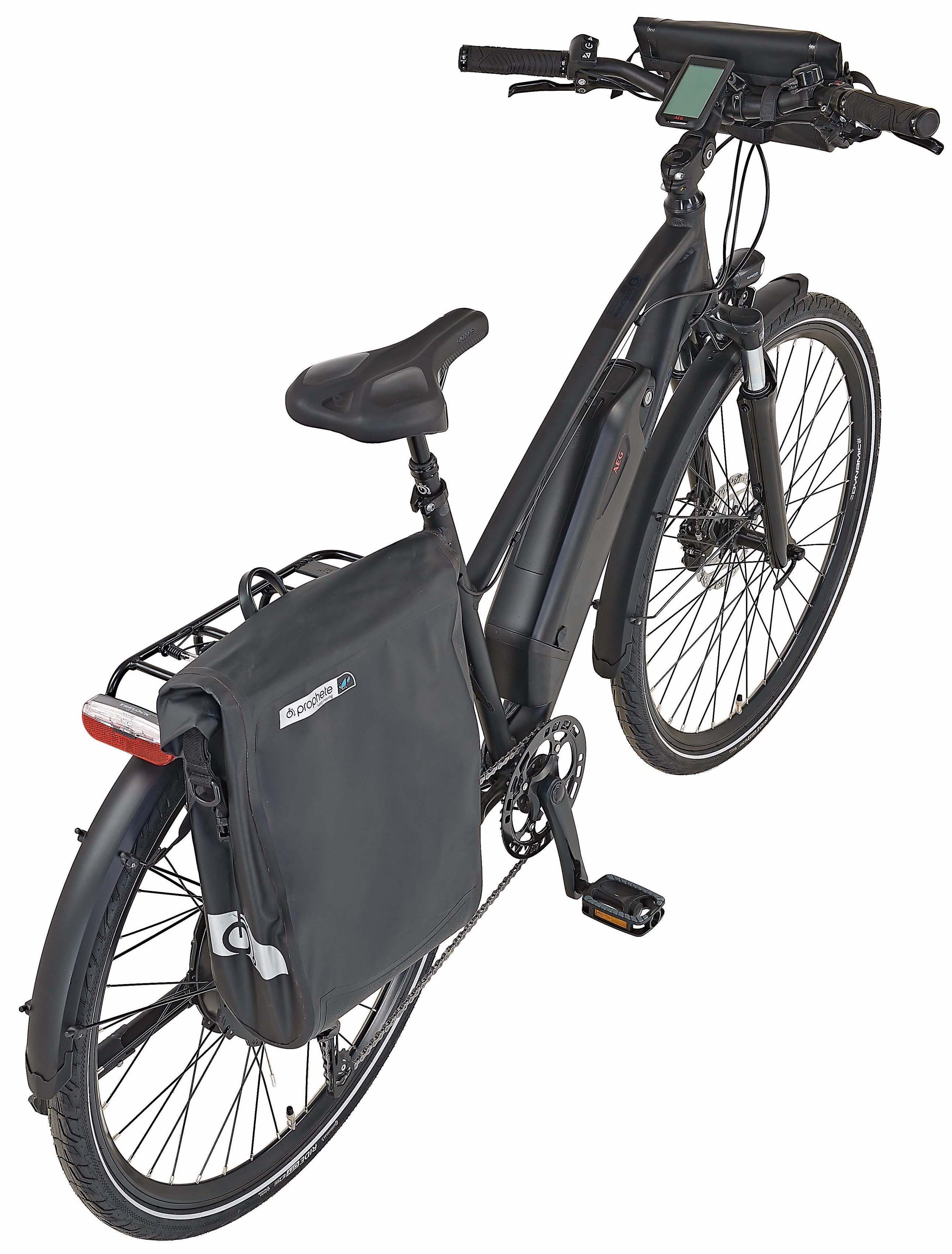 Prophete E-Bike Entdecker e2000, 10 Gang Shimano Deore Schaltwerk, Kettenschaltung, Heckmotor, 672 Wh Akku, (mit Lenkertasche, mit Seitentasche)
