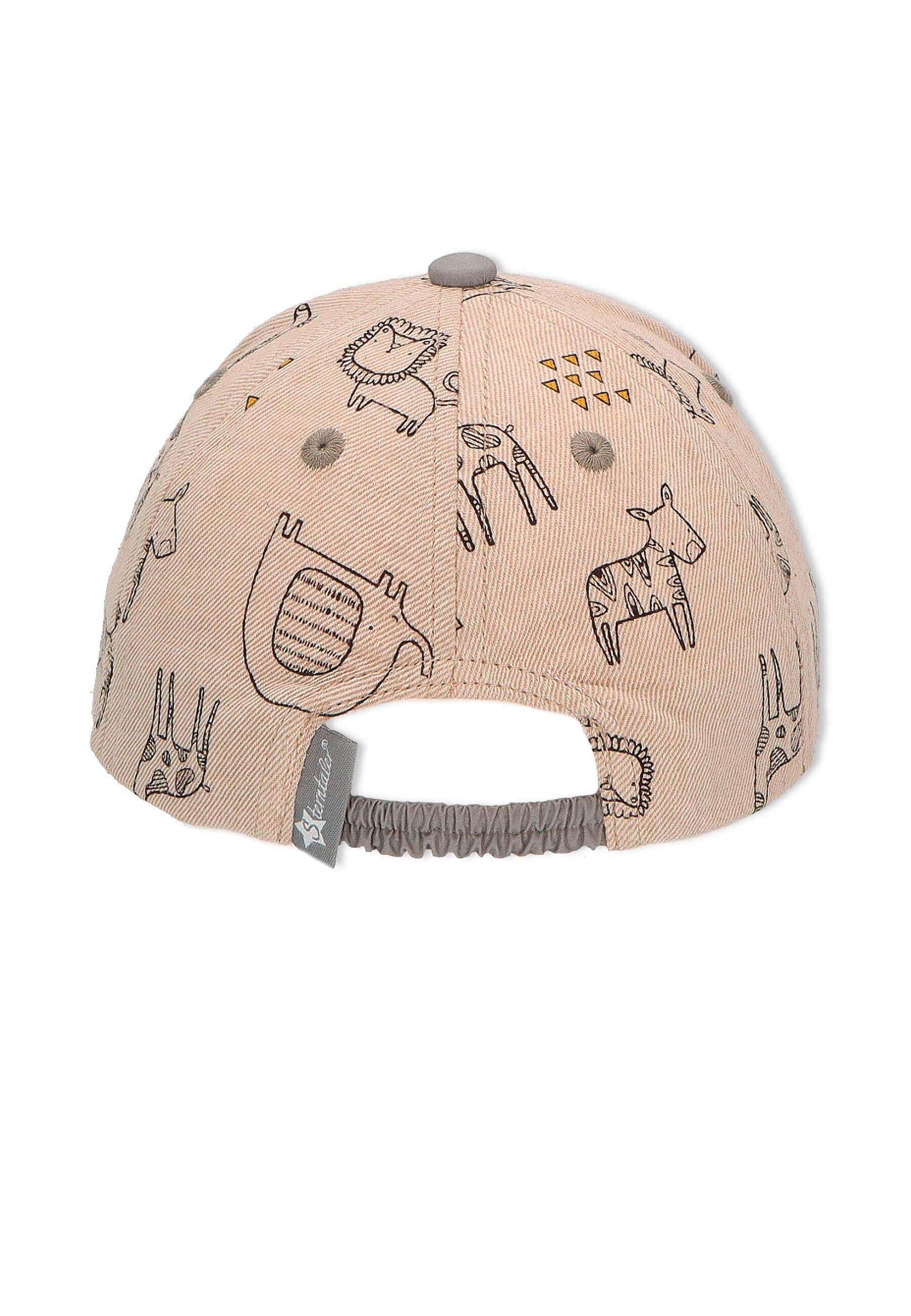 Baseball-Cap bedruckt mit Safari-Tieren in Beige