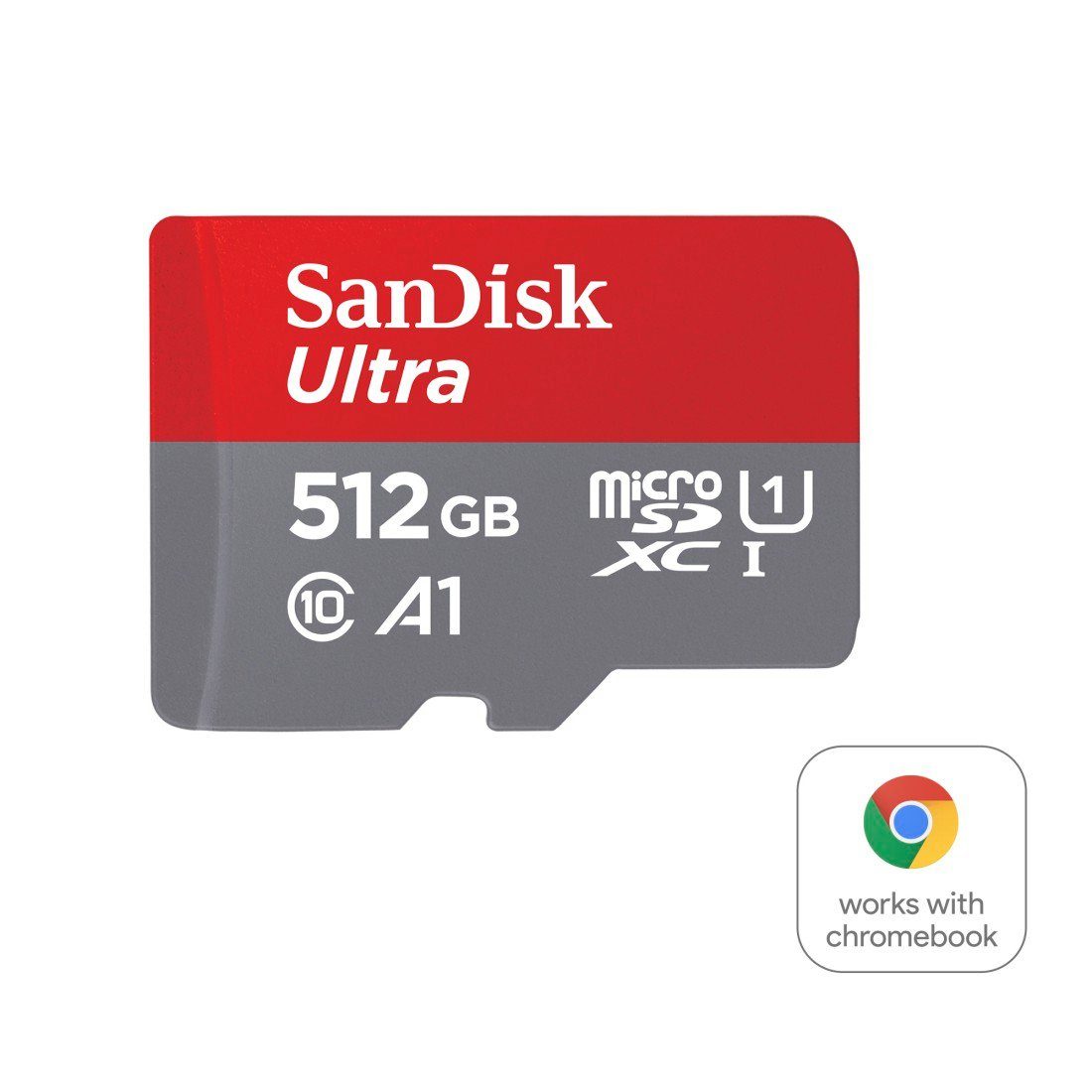 Sandisk microSDXC Ultra, + SD-Adapter für Chromebooks Speicherkarte (512 GB, Class 10, 150 MB/s Lesegeschwindigkeit)