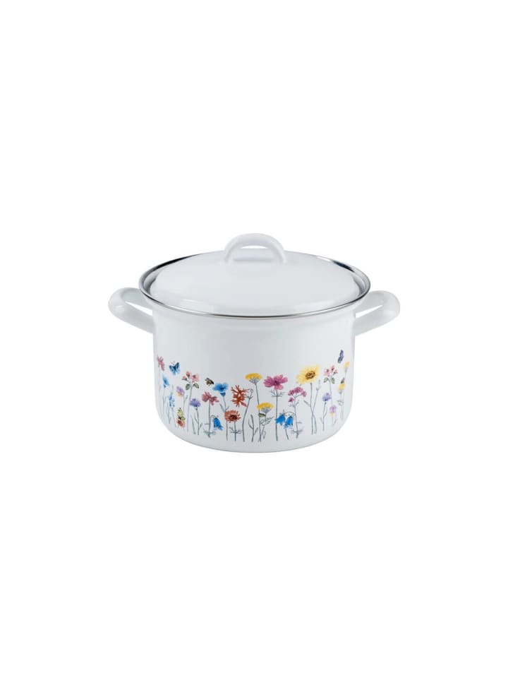 Riess Country Flora Fleischtopf Kochtopf mit Deckel Induktion in Weiß günstig kaufen 1 Stück