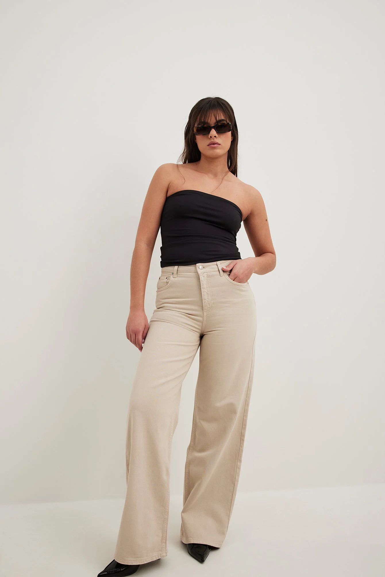 Weite Jeans mit hoher Taille