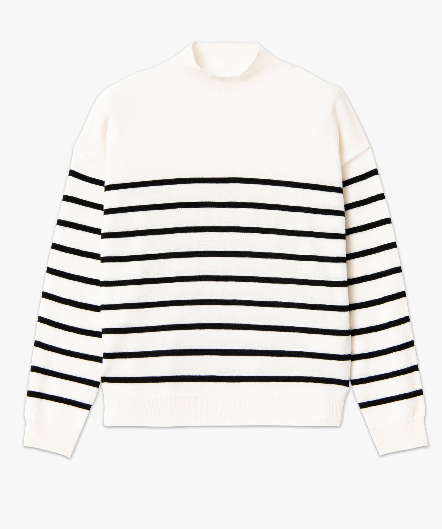 Pull à col montant en maille fine rayée femme raye | GEMO