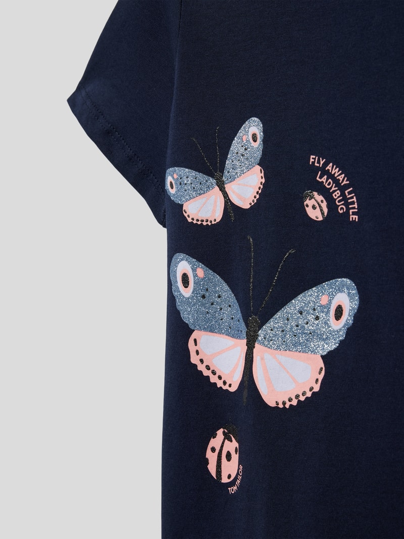 T-Shirt mit Motiv-Print in marineblau