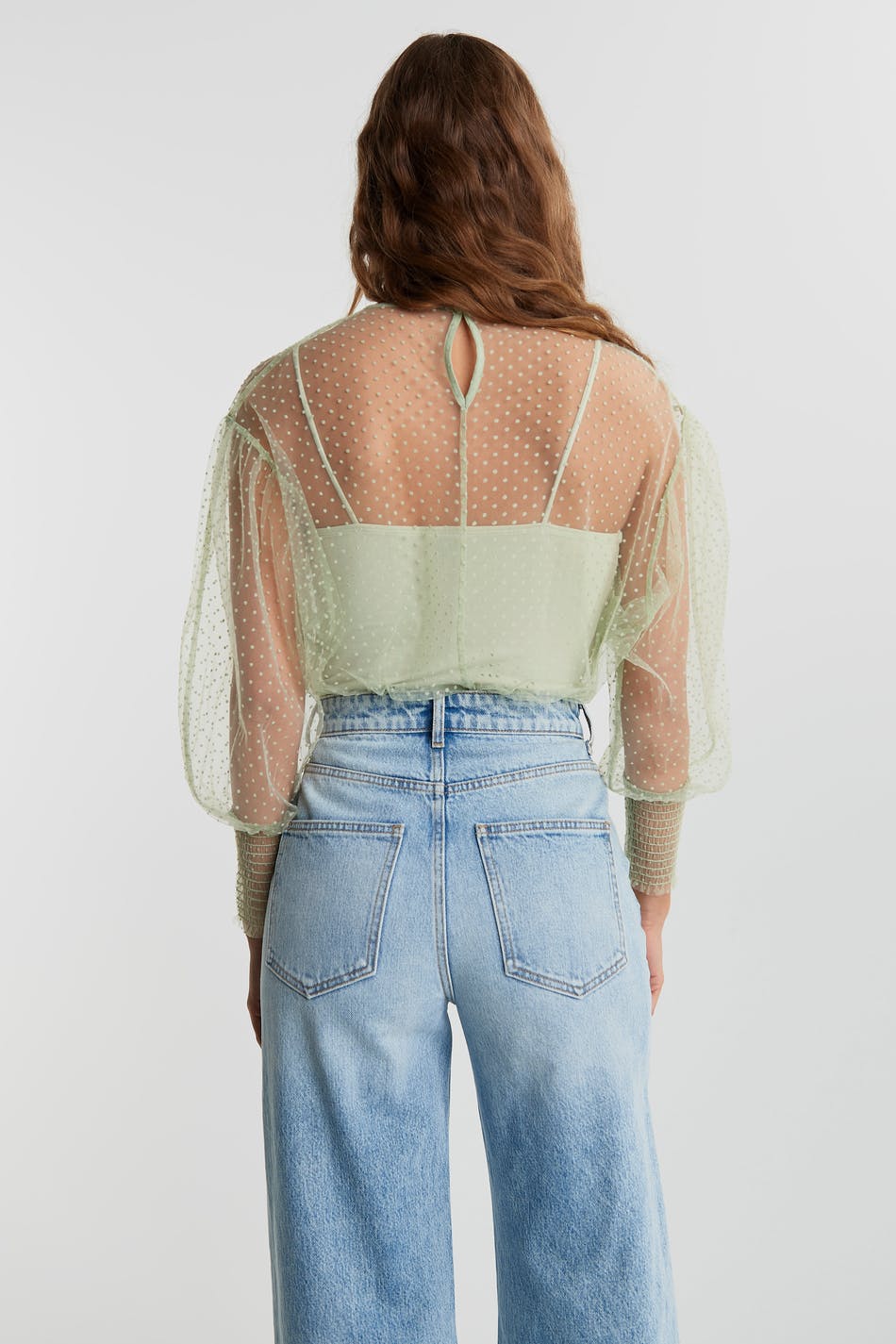Olive mesh top