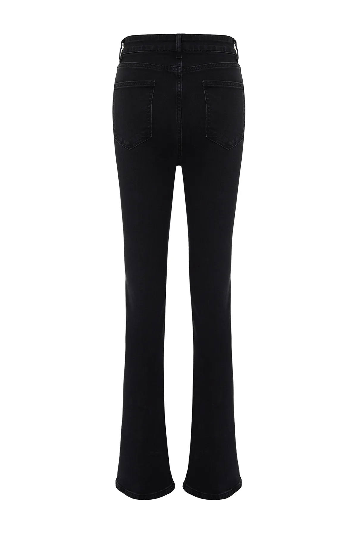 Trendyol Collection  Schwarze Skinny-Flare-Jeans mit hoher Taille und Beindetail TWOSS24JE00162