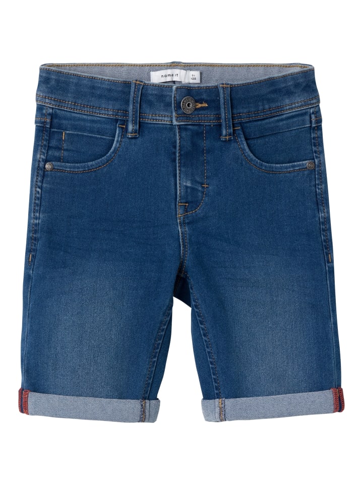 name it Stretch Jeans Shorts Kurze Denim Hose 5-Pocket in Blau günstig kaufen