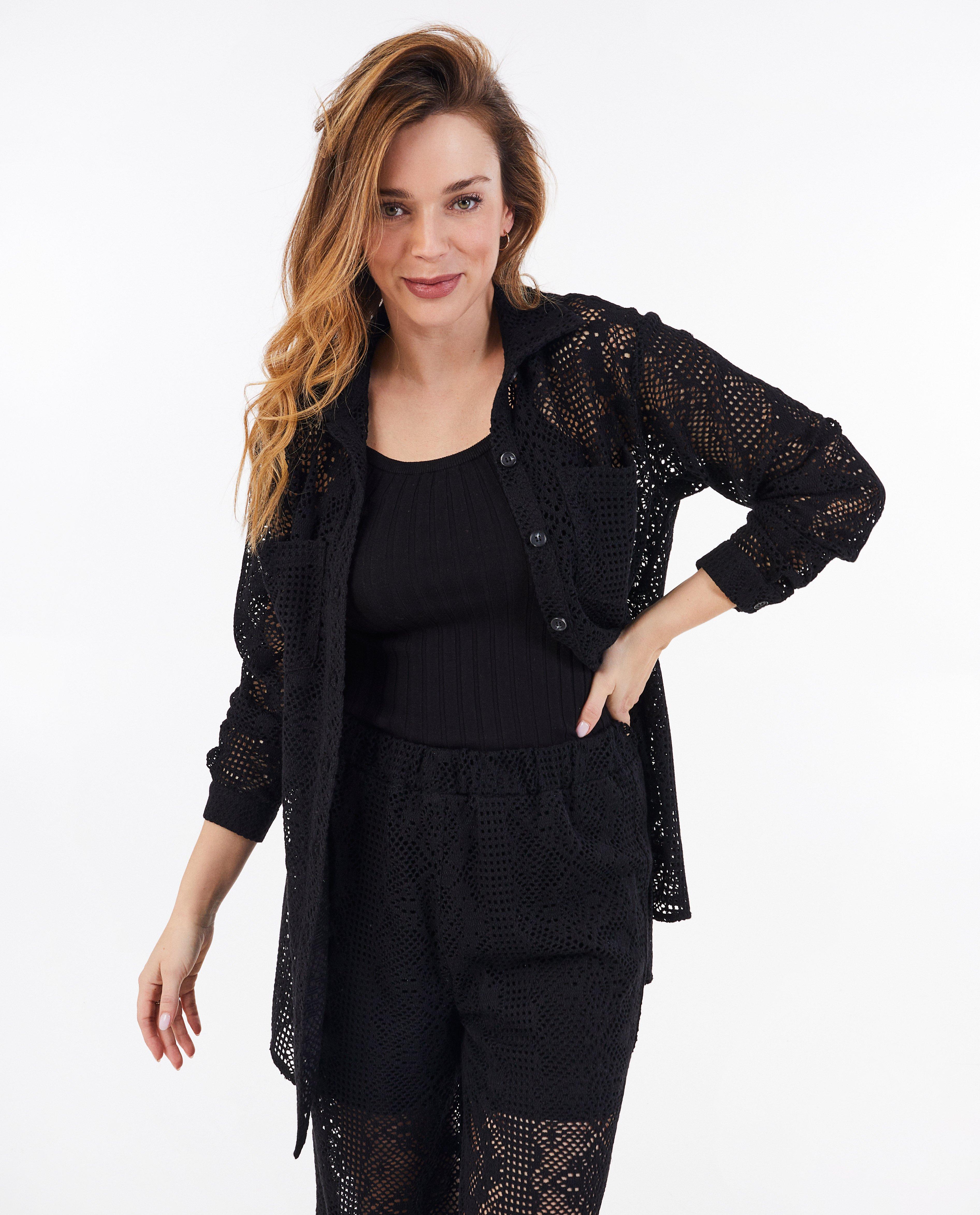 Cămașă Sora cu croșetat negru