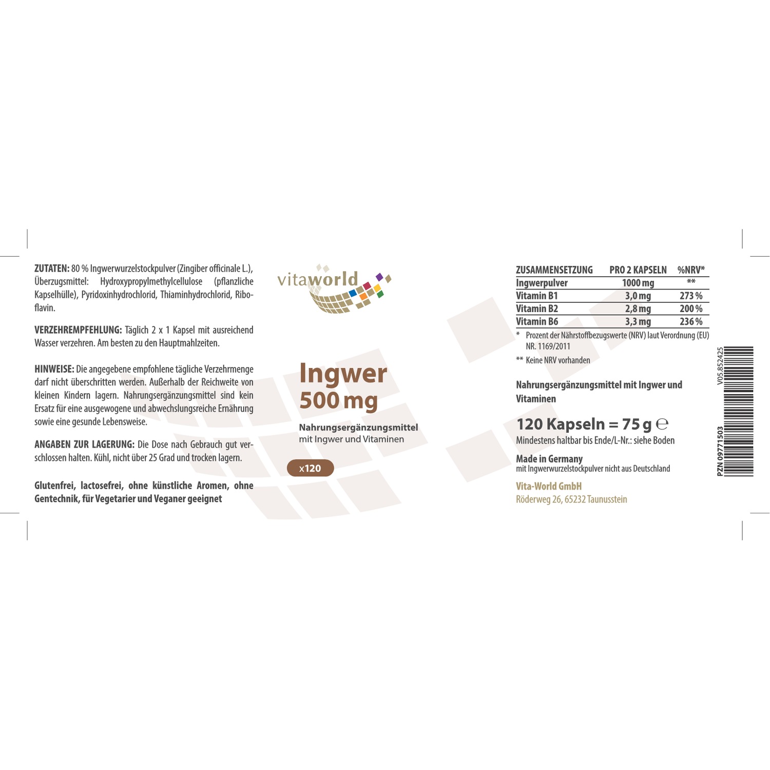 INGWER KAPSELN 500 mg