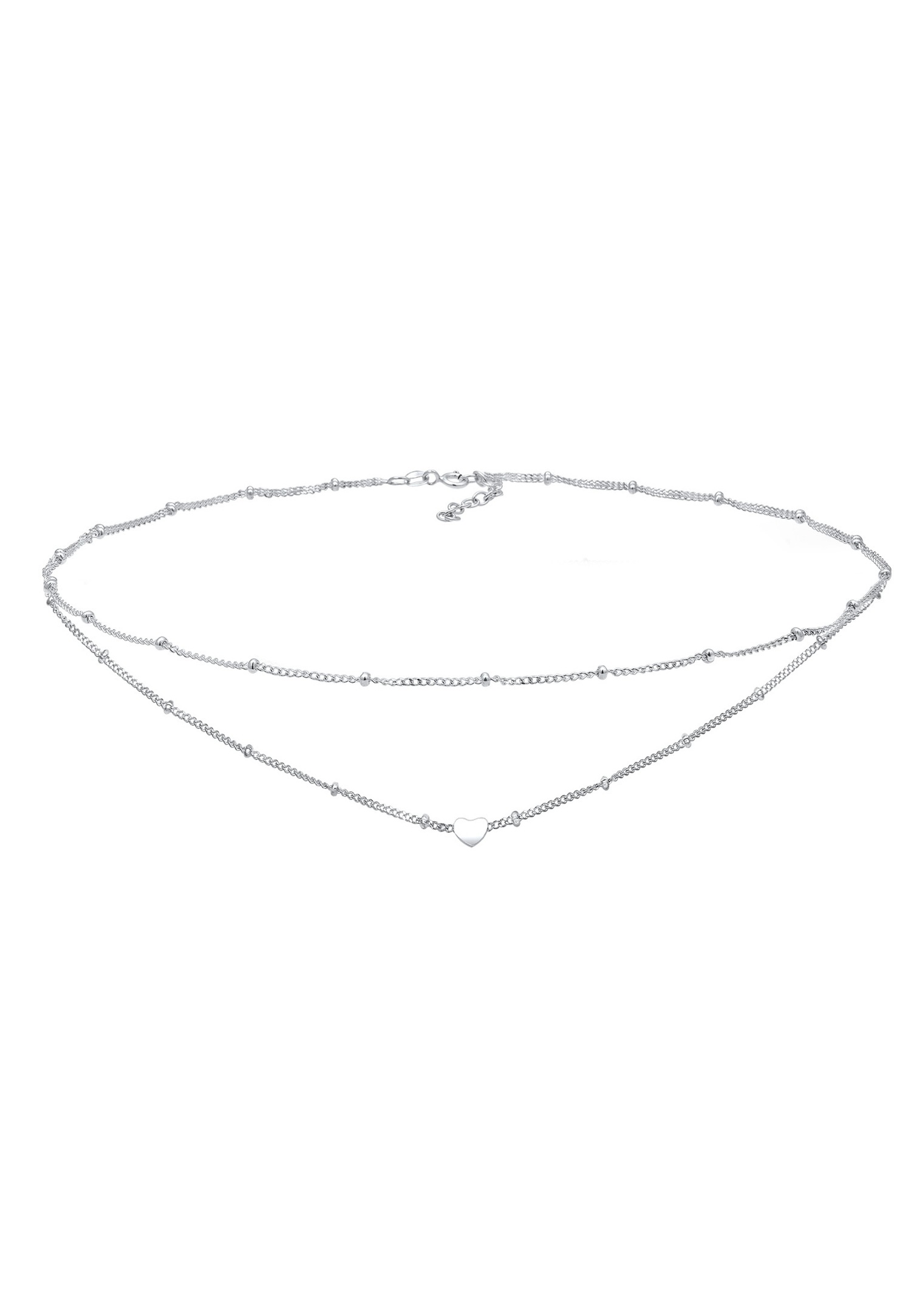 Elli Halskette Choker Layer Look Kugelkette Herz Trend 925 Silber