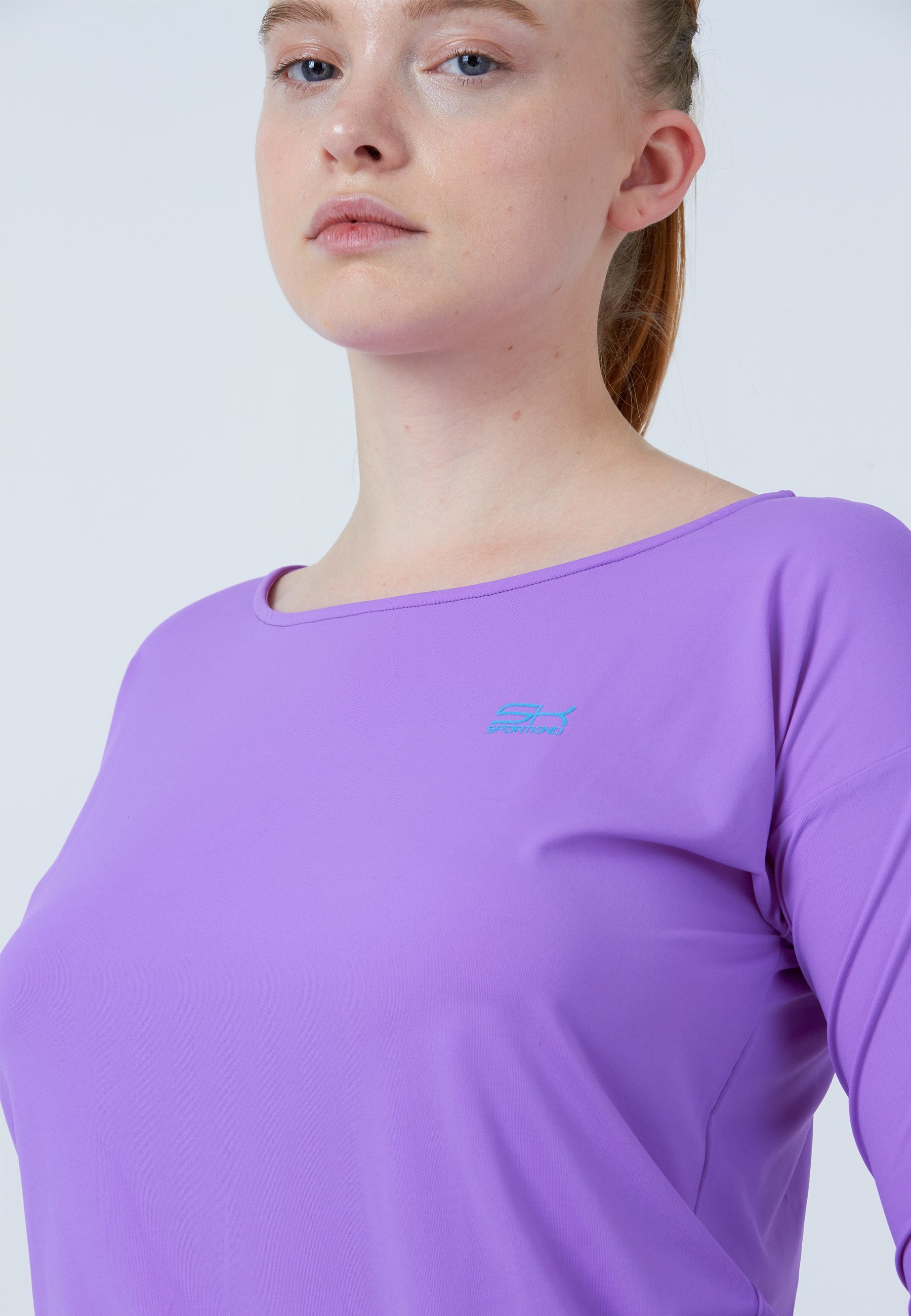 SPORTKIND Funktionsshirt Tennis 3/4 Loose Fit Shirt Mädchen & Damen lila