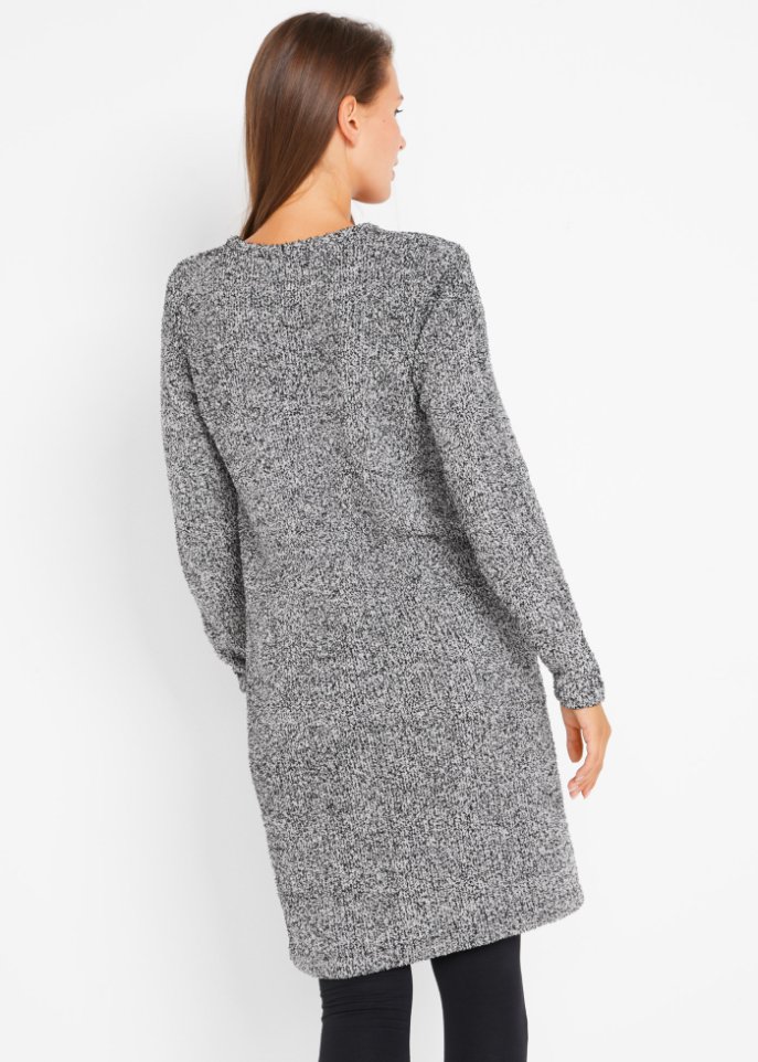 Flauschiges Strickfleecekleid mit Taschen, knieumspielend