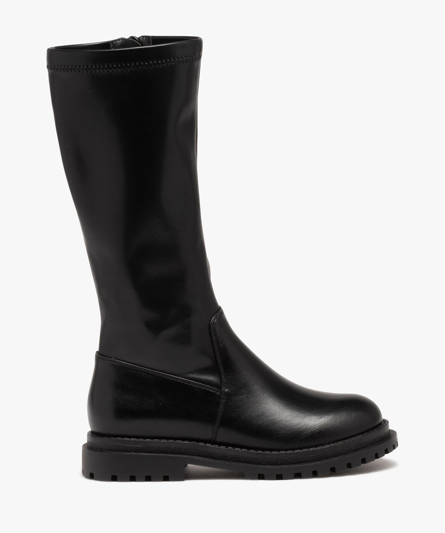 Boots fille montantes dessus uni à semelle crantée et à zip noir | GEMO