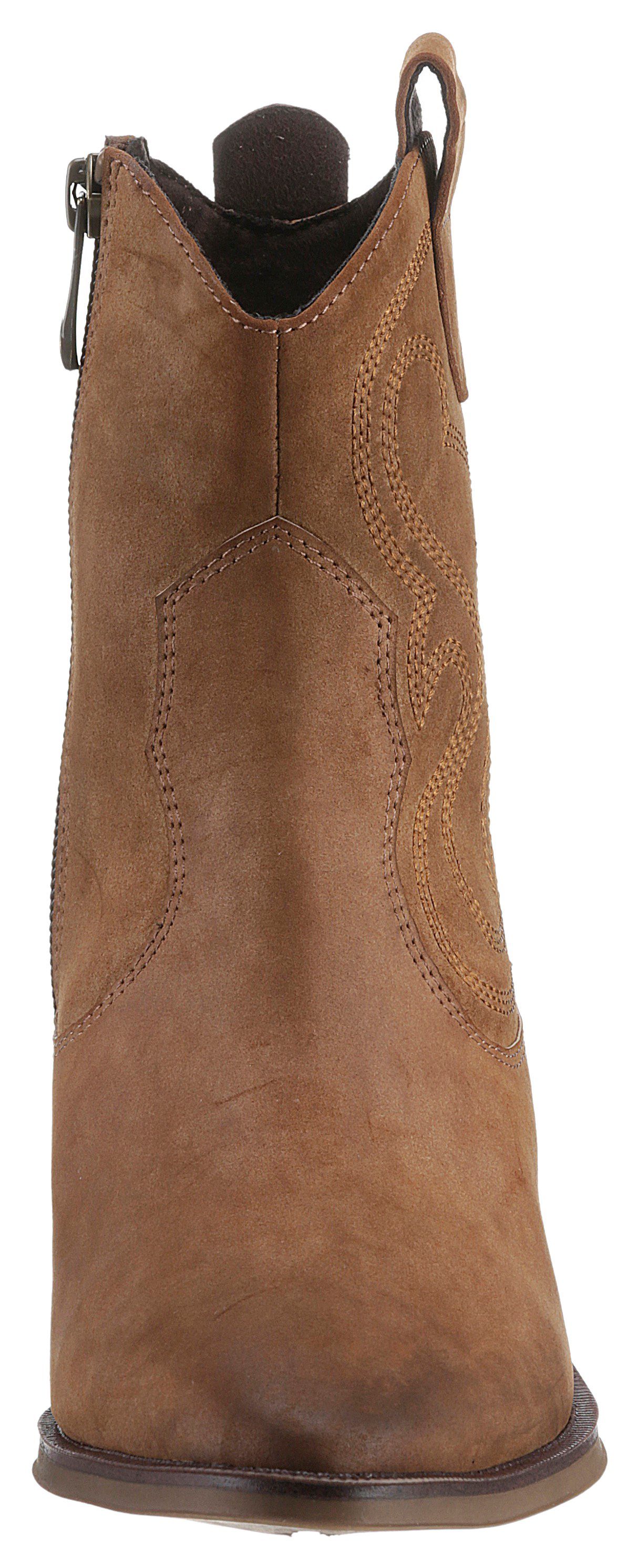 MARCO TOZZI Westernstiefelette im dezenter Stickerei