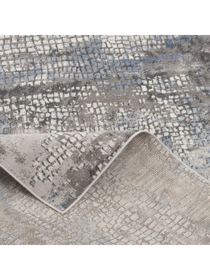 Pergamon Designer Teppich Moderne Orient Vintage Klassik in Silber Blau günstig kaufen