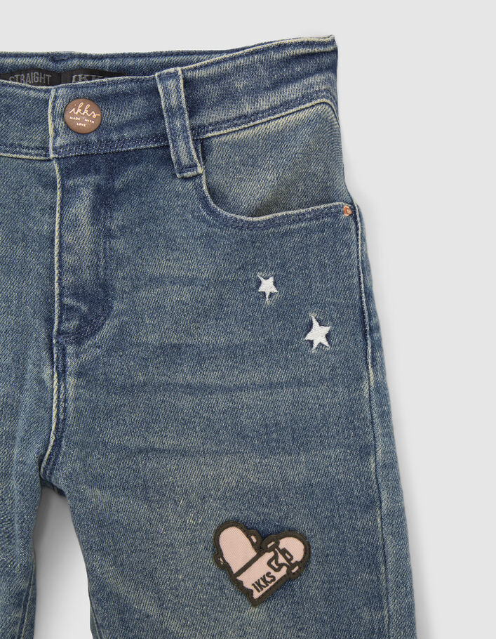 Jean STRAIGHT bleu avec badges fille