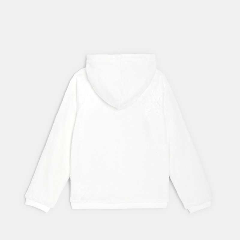 Sweat à capuche en sherpa blanc fille